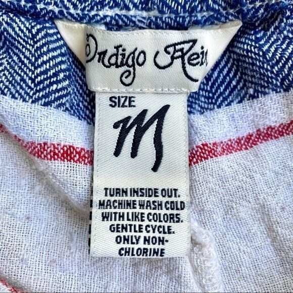 Indigo Rein Red White Blue Tie String Shorts M - Picture 2 of 5